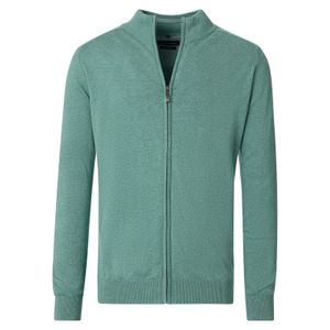 CasaModa XXL Strickjacke Stehkragen salbeigrün melange