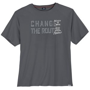 Lerros XXL T-Shirt grau Frontprint CHANGE THE ROUTE