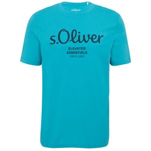 s.Oliver XXL T-Shirt türkisblau Logo-Frontprint