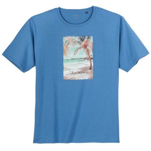 Ragman Übergrößen T-Shirt blau Palmen-Frontprint