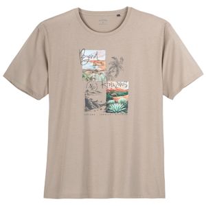 Ragman Übergrößen T-Shirt hellbraun Palmen-Frontprint