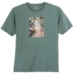 Ragman Übergrößen T-Shirt agavengrün Palmen-Frontprint
