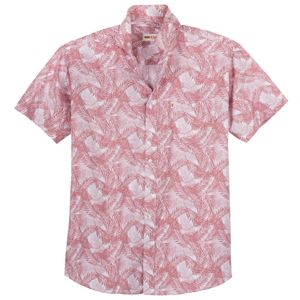 Kamro Kurzarmhemd Floralprint ziegelrot-weiß Übergröße