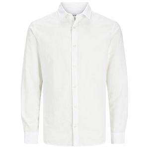 Jack&Jones XXL JJEBREEZE Langarmhemd Leinen weiß