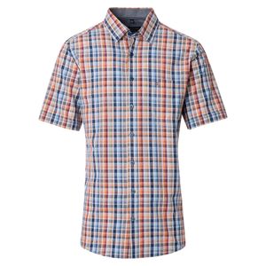 CasaModa XXL Kurzarmhemd Seersucker blau-rot-orange