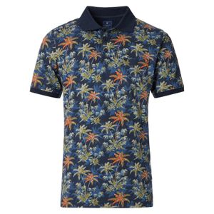 Redmond Übergrößen Poloshirt Palmenprint blau-grün