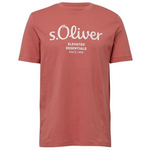 s.Oliver Übergrößen T-Shirt Logoprint korallenrot