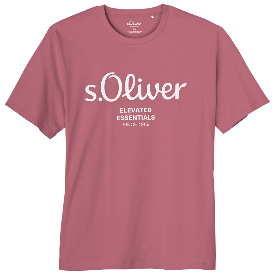 s.Oliver Übergrößen T-Shirt Logoprint korallenrot