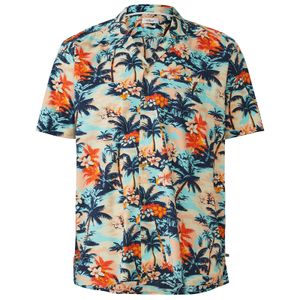 s.Oliver Übergröße Kurzarmhemd blau-beige-orange floral