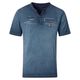 CasaModa Henley T-Shirt Übergröße blau Used-Look Print