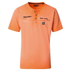 CasaModa Henley T-Shirt Übergröße orange Used Print