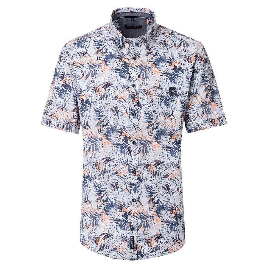 CasaModa Kurzarmhemd Übergröße blau-orange gemustert