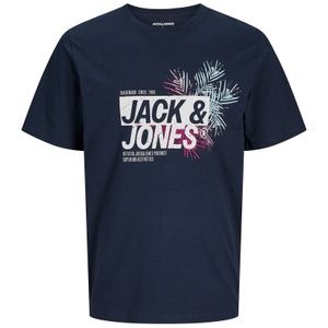 Jack&Jones T-Shirt navy Übergröße JJJAXON Frontprint