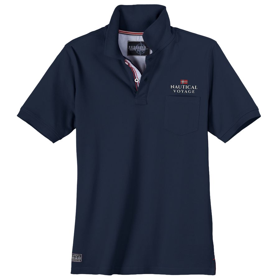 Redfield Übergrößen Poloshirt dunkelblau Brustprint