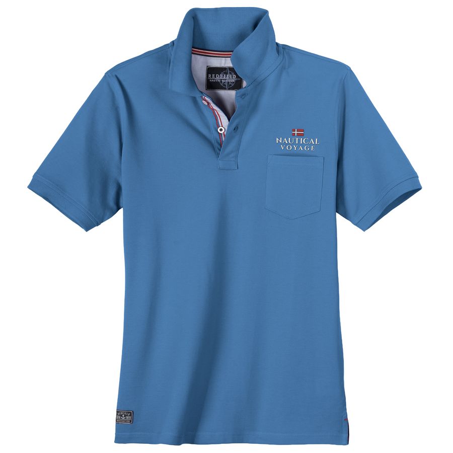Redfield Übergrößen Poloshirt hellblau Brustprint