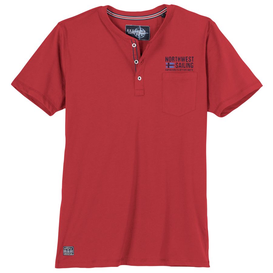 Redfield XXL Henley-T-Shirt rot Brusttasche