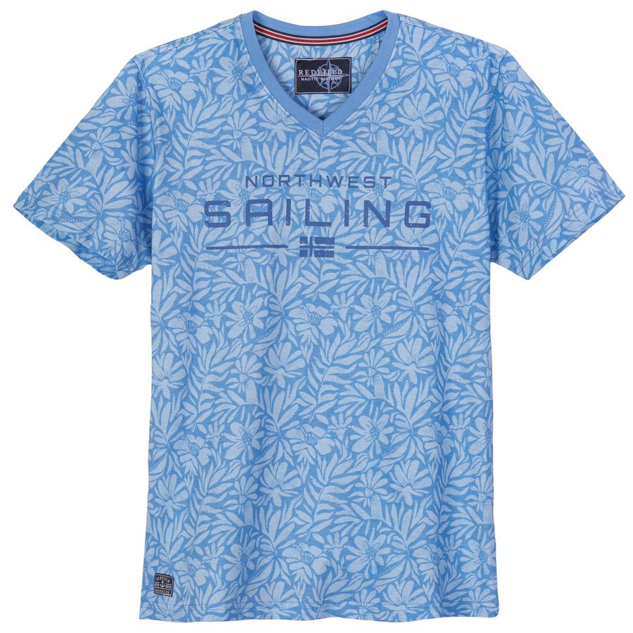 Redfield Übergrößen T-Shirt Alloverprint hellblau