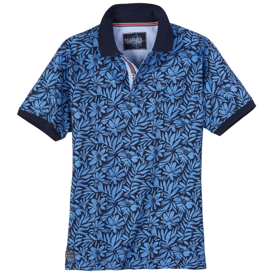 Redfield Übergrößen Poloshirt blau floral Muster