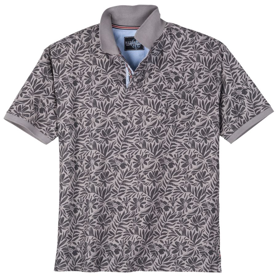 Redfield Übergrößen Poloshirt grau floral Muster