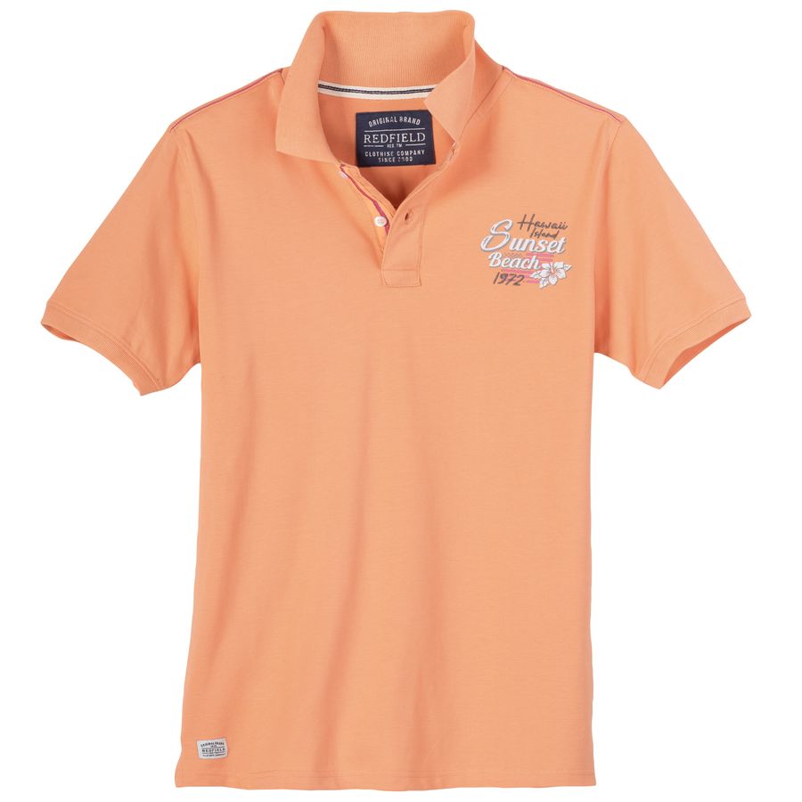 Redfield Übergrößen Poloshirt orange Sunset Beach