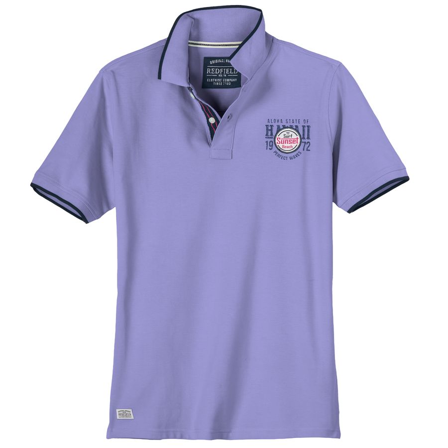 Redfield Übergrößen Poloshirt flieder Patch Sunset