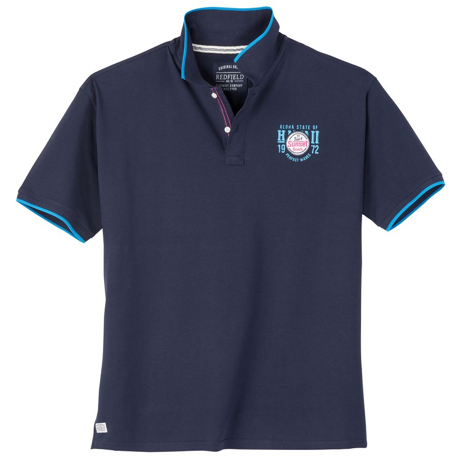 Redfield Übergröße Poloshirt navy Brustpatch Sunset