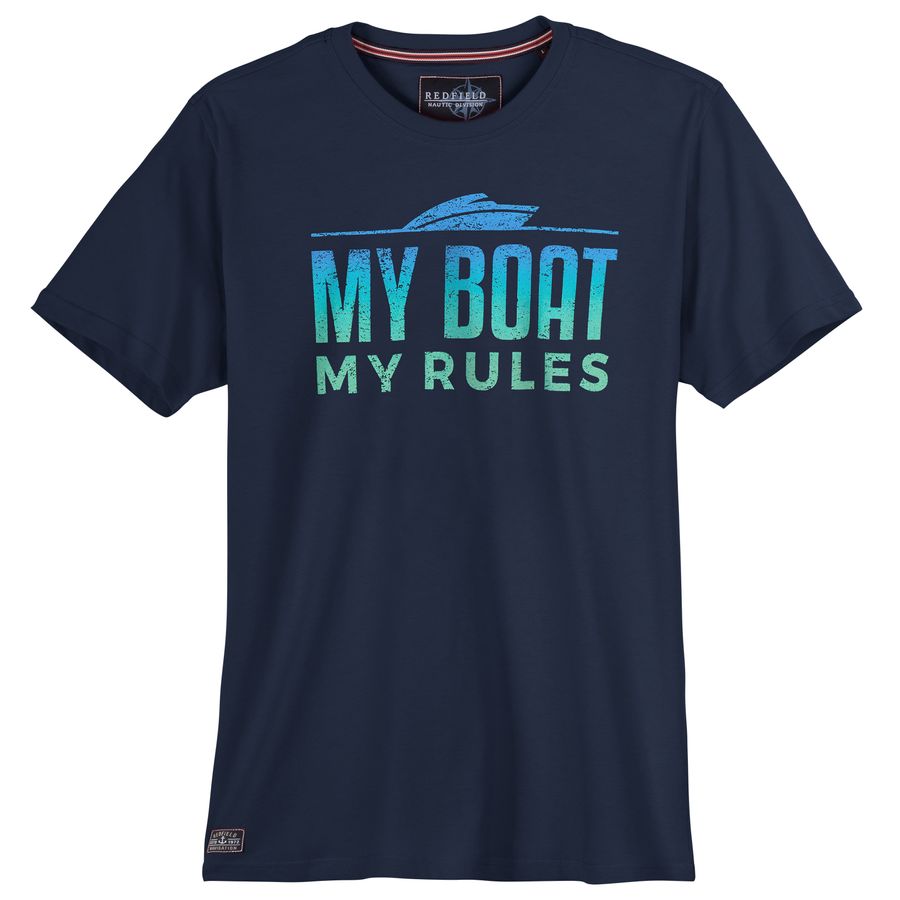 Redfield Übergrößen T-Shirt Print Boat dunkelblau