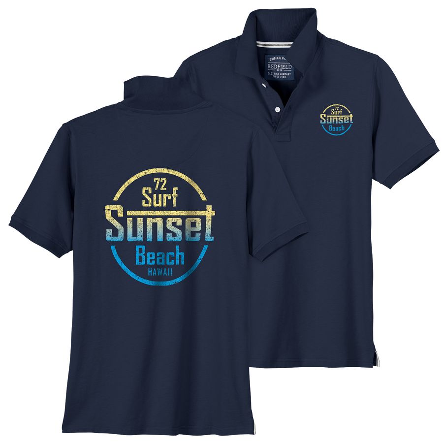 Redfield Übergrößen Poloshirt navy Rückenprint Surf