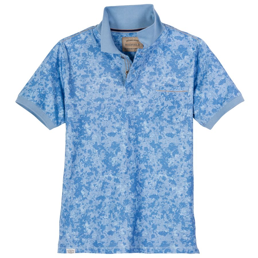 Redfield Übergrößen Poloshirt hellblau gemustert