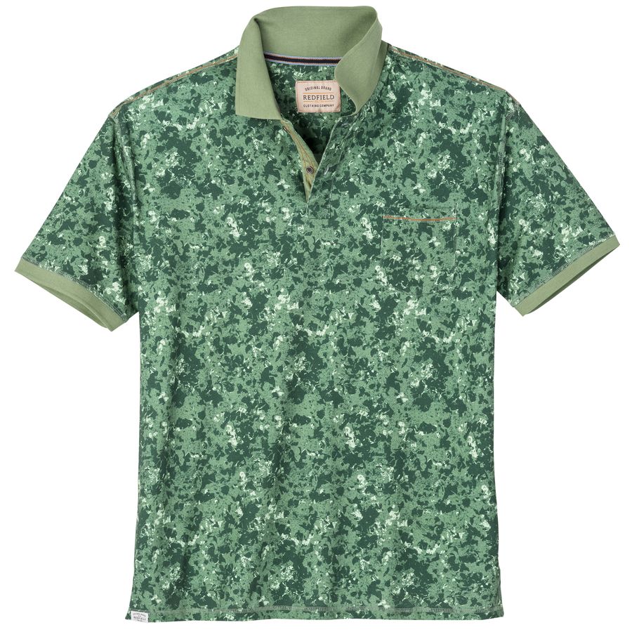 Redfield Übergrößen Poloshirt salbeigrün gemustert