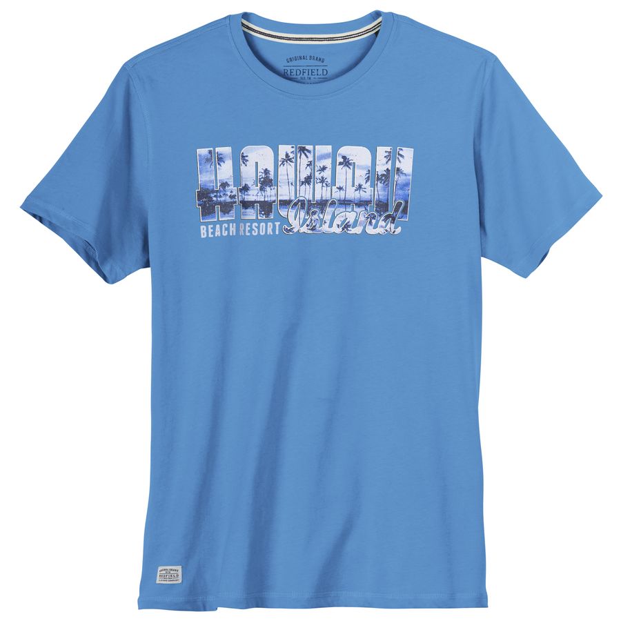 Redfield Übergrößen T-Shirt Print Hawaii türkisblau