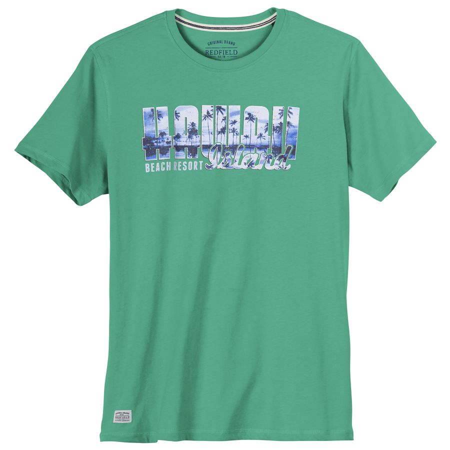 Redfield Übergrößen T-Shirt Print Hawaii grün