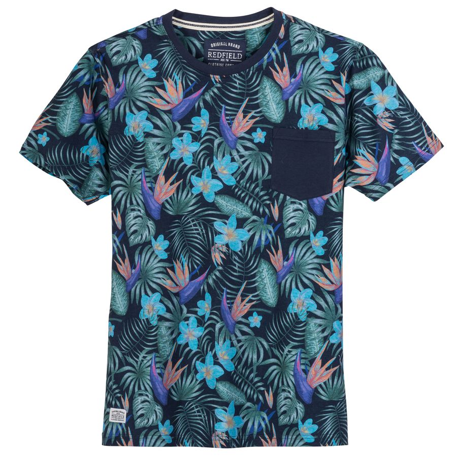Redfield Übergrößen T-Shirt floral blau-türkis-grün