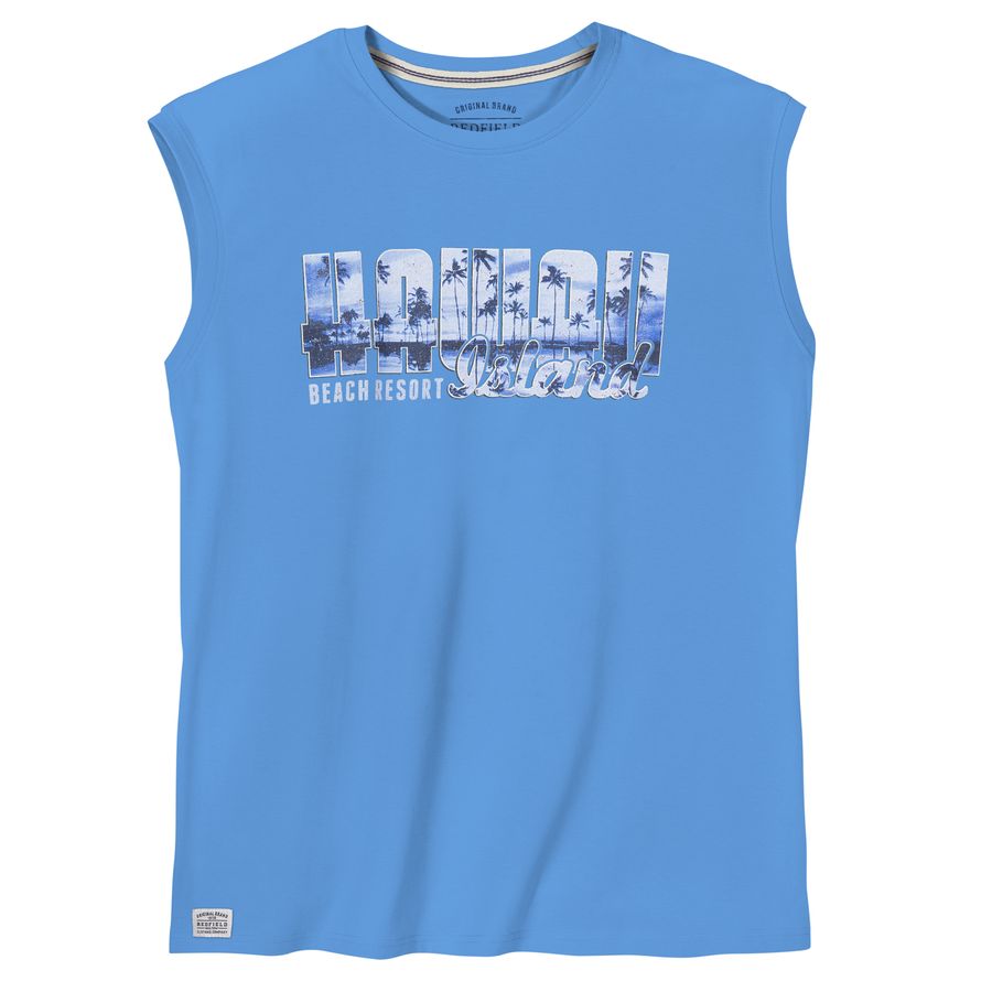 Redfield Übergrößen Muskelshirt Print Hawaii türkisblau
