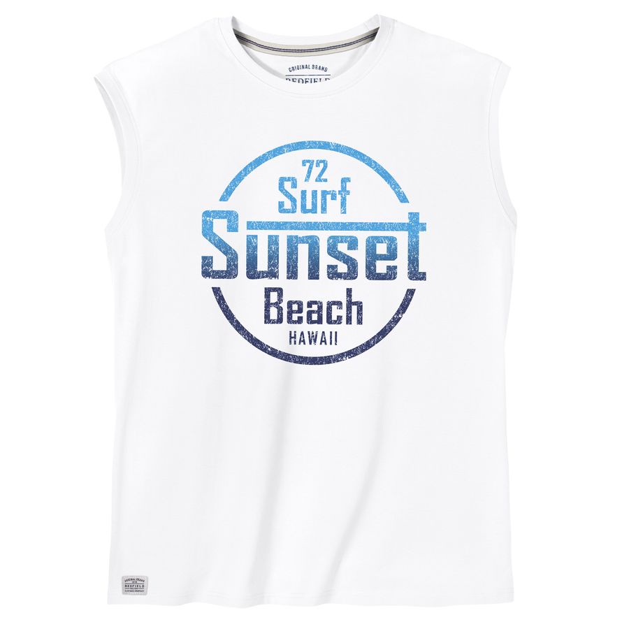 Redfield Übergrößen Muskelshirt Print Sunset weiß