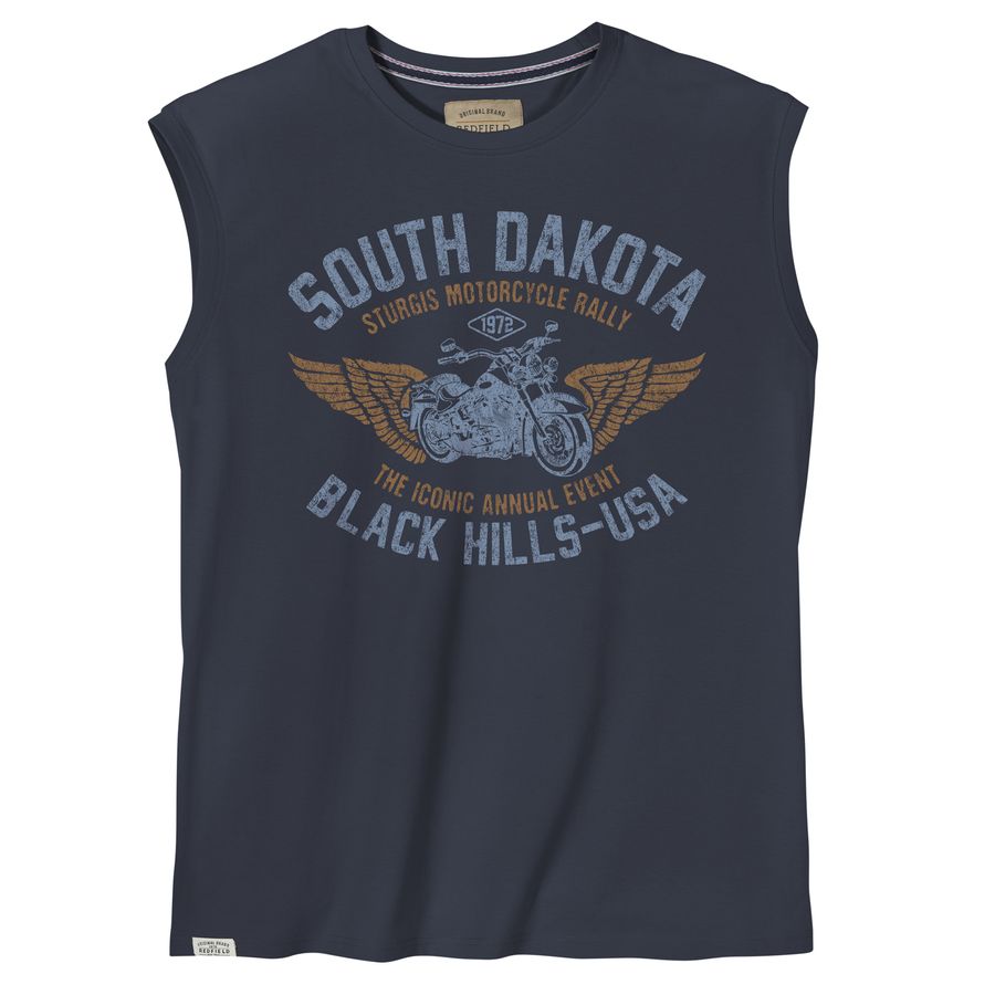 Redfield Übergrößen Muskelshirt Vintageprint navy