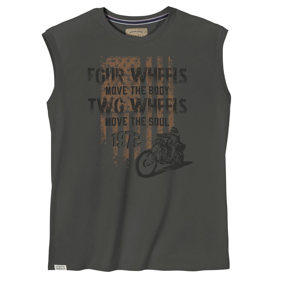 Redfield XXL Muskelshirt Motorrad-Print anthrazit