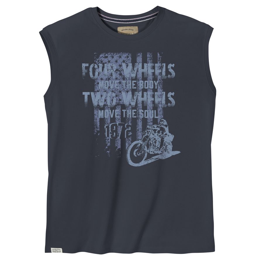 Redfield XXL Muskelshirt Motorrad-Print denimblau