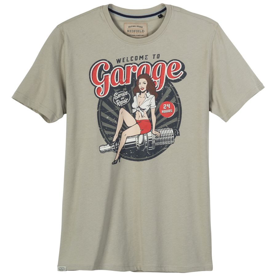 Redfield Übergrößen T-Shirt Retroprint steingrau