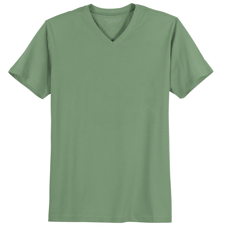 Redfield V-Neck T-Shirt Übergröße salbeigrün Quentin