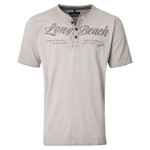 CasaModa Henley T-Shirt beige Used-Look Print Übergröße