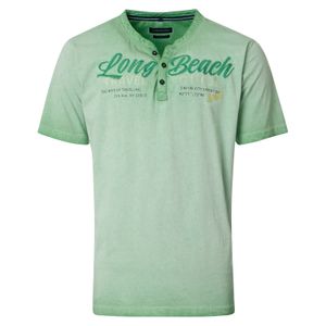 CasaModa Henley T-Shirt hellgrün Used-Look Übergröße