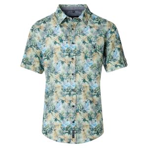 CasaModa Übergröße Kurzarmhemd grün-gelb floral