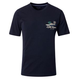CasaModa T-Shirt Übergröße Brustprint dunkelblau