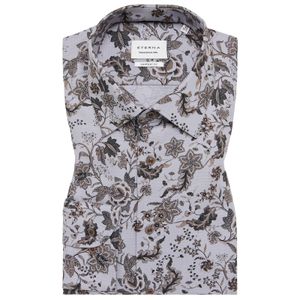 Eterna Langarmhemd Übergröße braun-grau floral