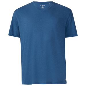 s.Oliver Übergrößen V-Neck T-Shirt blau melange V-Neck