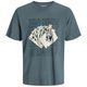 Jack&Jones T-Shirt Übergröße blaugrau Skull JJSULLY