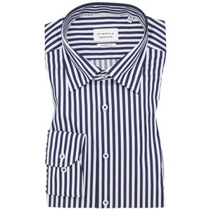 Eterna Übergröße Langarmhemd navy-weiß gestreift