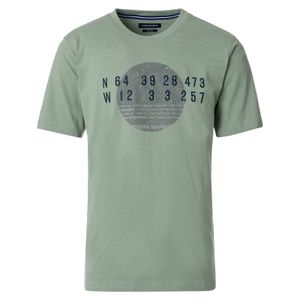 CasaModa Übergrößen T-Shirt grün melange Stickerei