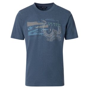 CasaModa Übergrößen T-Shirt blau melange Stickerei